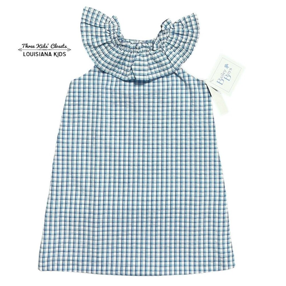 NEW Bailey Boys 4Y Blue Plaid Seersucker Kiki Dress